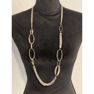 Silver Chain Link Necklace Long Fashion Statement Necklace Women